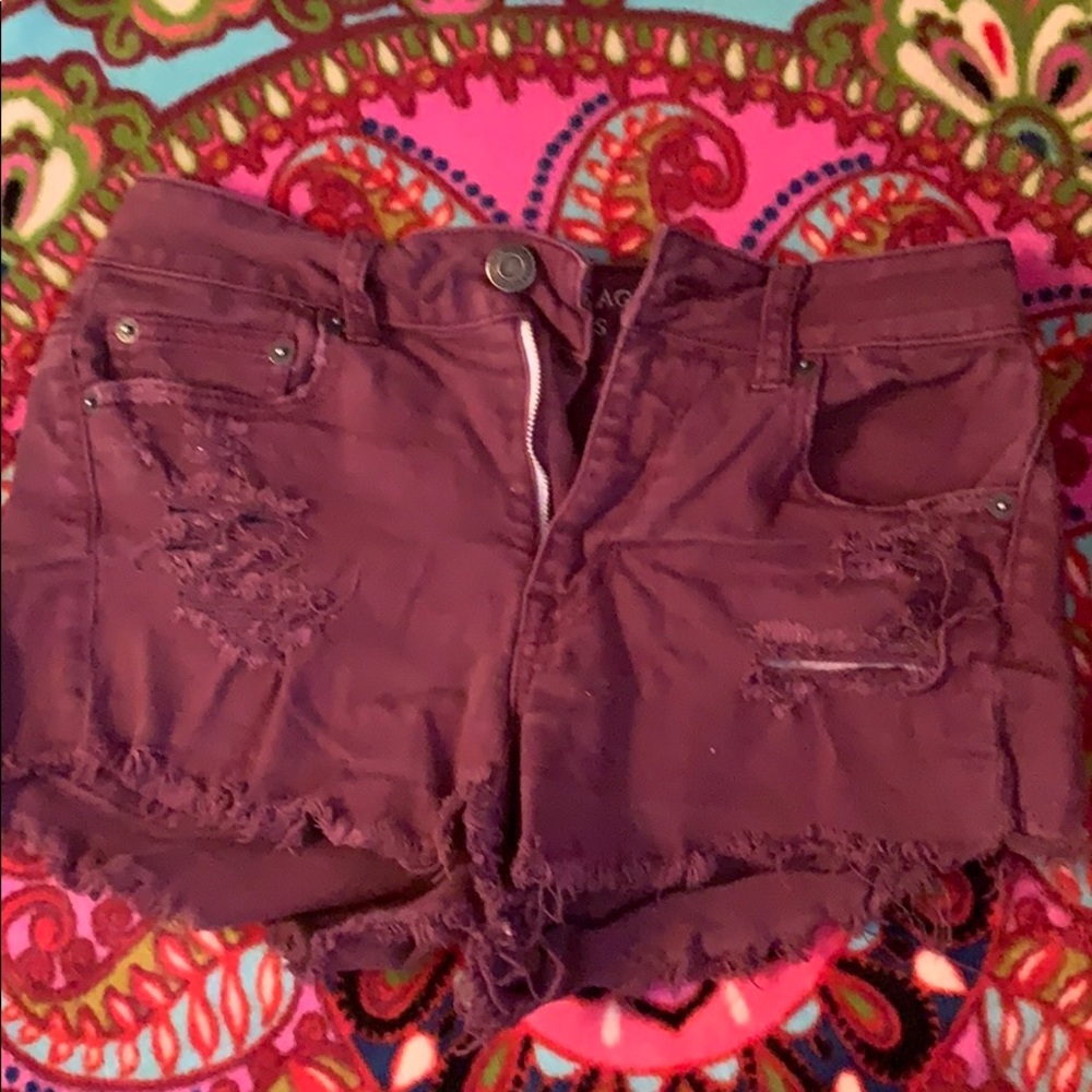 American eagle maroon high rise shorts